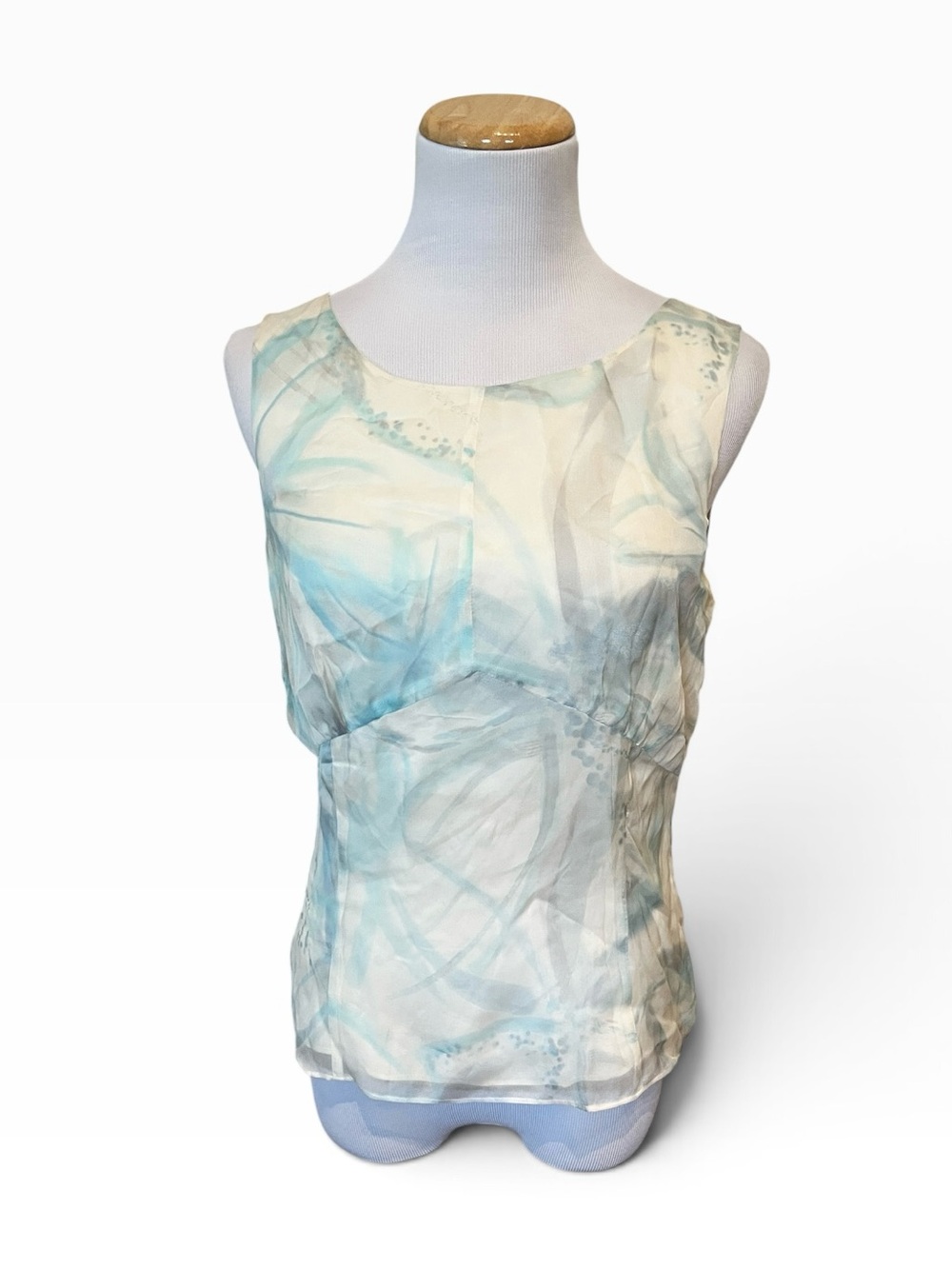Adrienne Vittadini Womens Silk Empire Waist Sleeveless Blouse Size 8 Medium